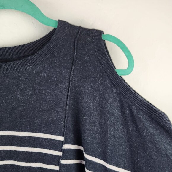 AllSaints Ridce Asymmetric Striped Cold Shoulder Long Sleeve Dress sz S - Picture 7 of 11